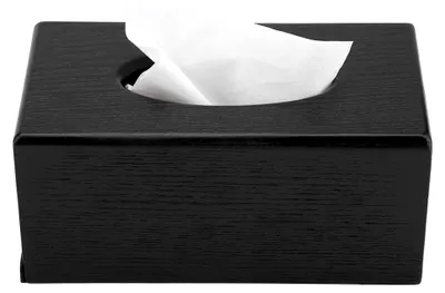 Produktbild von Rechteckige Taschentuchbox aus Naturholz für Badezimmer, Schminktisch und Büro in Schwarz