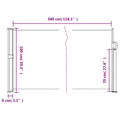 Zdjęcie produktu dla vidaXL Wysuwana markiza boczna czarna 100x300 cm