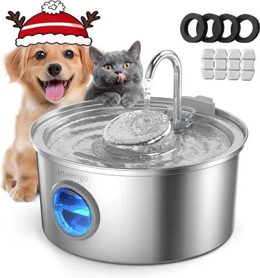 Produktbild von Famanu Trinkbrunnen 3,2L mit Automatischer Wasserzufuhr - Edelstahl