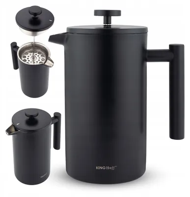 Zdjęcie produktu dla Zaparzacz tłokowy French Press 1 l czarny stal nierdzewna podwójne ścianki