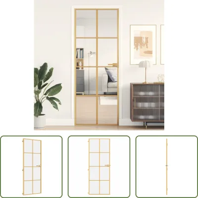 Produktbild von The Living Store Innentür Schlank Golden 76x201,5 cm Hartglas und Aluminium