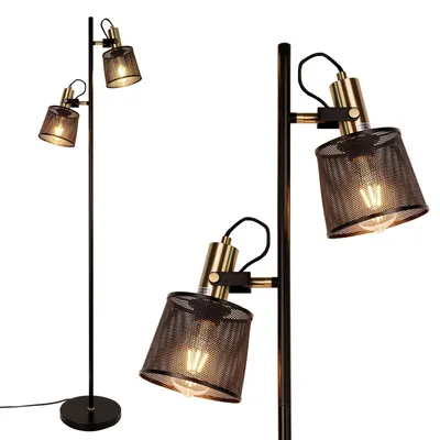 Obrázek produktu pro Industriální retro stojací lampa z černého železa s nastavitelným spínačem