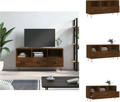Image de vidaXL Meuble TV brun imitation chêne 102x36x50 cm Bois composite - Meuble TV