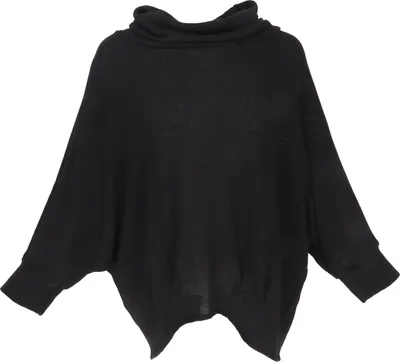 Produktbild von Oversize Shirt, Rollkragen Strickshirt, Plus Size Pullover - Schwarz, Damen, Baumwolle,Elasthan, Pullover & Longsleeves