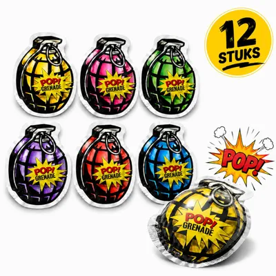 Productafbeelding van Pop Grenade Knalzakjes – 12 Stuks – 6 Kleuren Assortiment – Party Prank Speelgoed – Vanaf 12 Jaar, AI-gegenereerde afbeelding