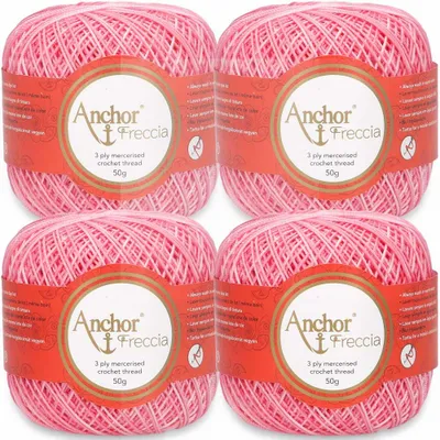 Immagine prodotto di 4 fili di filo da ricamo "Anchor Freccia" multicolore, taglia 6 | Filo per uncinetto, 100% cotone a fibra lunga (colore 01201)