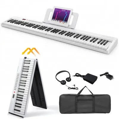 Produktbild von FCH Klappbares E-Keyboard mit 88 Tasten in voller Größe,halbgewichtetes E-Piano,Digitalpiano mit Dual-Bluetooth-Modus, 1000 Rhythmen, 1000 Tönen,Weiß