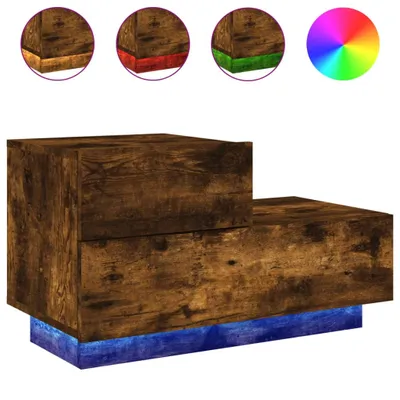 Immagine prodotto di Comodino con Luci LED Rovere Fumo 70x36x40,5 cm