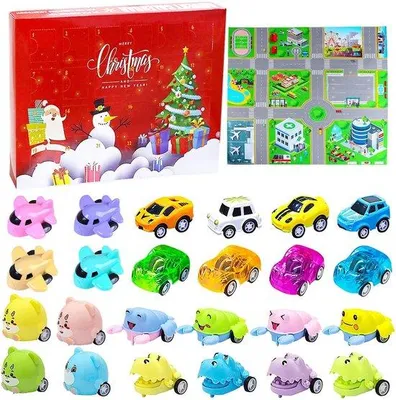 Produktbild von Tagesgut- Adventskalender 2025 - Spielzeug Auto/Tier - Kerstadvent Kalender - Zählkalender - Geschenk für Kinder - Verkehrsszenenkarte - Spielzeugkalender