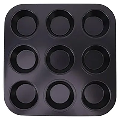 Obrázek produktu pro Nepřilnavá forma na muffiny, 9 přihrádek, ocel, černá