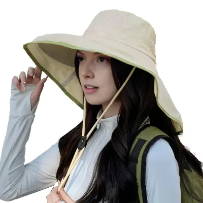 Produktbild von Fischerhut mit breiter Krempe, Schal-Design, für große Kopfumfänge, schnelltrocknend, extra breite Krempe, Nackenschutz, Sonnenschutz