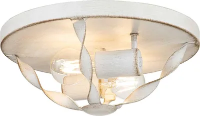 Produktbild von Deckenlampe Metall E27 D: 33 cm rund Weiß Antik 2-flammig Rustikal