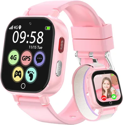 Produktbild von Alutoria Smartwatch für Kinder-Uhr mit GPS und Telefon 4G Videoanrufen Sprachchat Schrittzähler Kamera SOS Schulmodus Wecker–Uhr für Mädchen und Jungen von 4–12 Jahren Geschenk Rosa