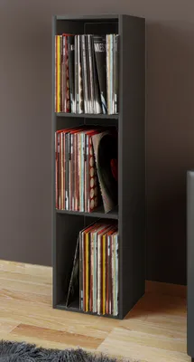 Produktbild von VCM Holz Schallplatten Regal | Stand Regal mit 3 Fächer für 100 Schallplatten | Maße: H. 107 x B. 34 x T. 30 cm - Platto