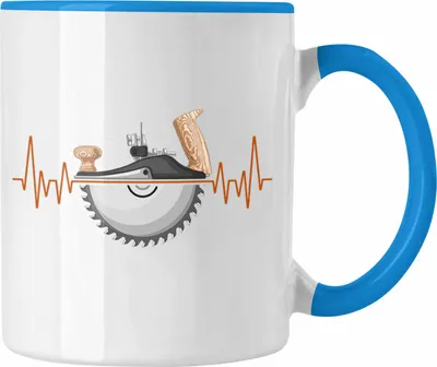 Produktbild von Trendation - Tischler Herzschlag Tasse Geschenk für Holzarbeiter Hobby Geschenkidee (Blau)