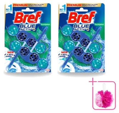 Produktbild von 2 x Bref Blue Activ' WC-Stein - Eucalyptus - Sparpackung - 2 Stücke