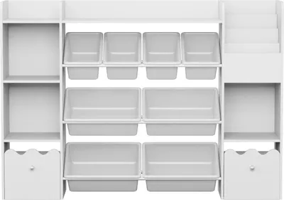 Image de Étagère pour enfants - Rangement pour jouets avec tiroirs - Tiroirs coulissants - Extensible - Étagère à livres pour enfants