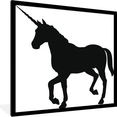 Produktbild von MuchoWow® Gerahmtes Poster Eine Illustration eines schwarzen Einhorns - Mädchen - Kind - Mädchen 40x40 cm - Poster mit Schwarzem Bilderrahmen Wandposter Rahmen Foto Bilder - Mit Rahmen - Wanddekoration Schlafzimmer