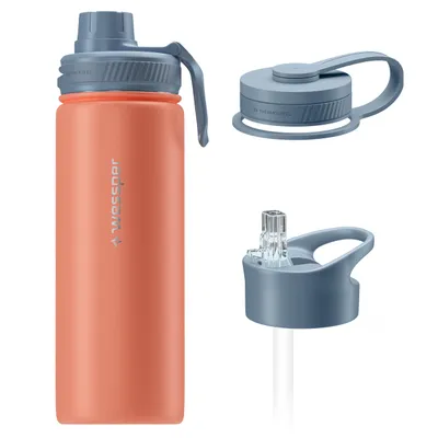 Image de Bouteille isotherme Wessper B3 THERMOSTEEL 0,5 L orange avec 3 bouchons
