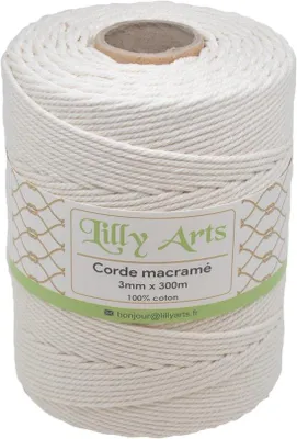 Productafbeelding van Macramé Koord van Katoen 3 mm x 300 m voor Wanddecoraties en Creatief Knutselen