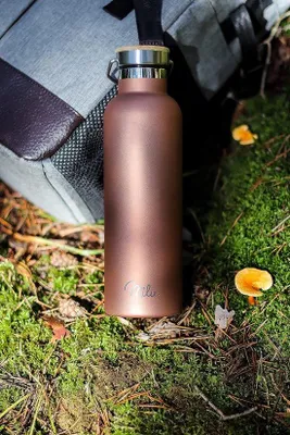 Immagine prodotto di Famanu, thermos da 1000 ml, color rosa oro, a doppia parete, con 3 tappi