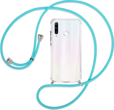 Produktbild von Handykette Backcover-Schutzhülle mit Band (Metall silberfarben) für Huawei P30 Lite - türkis