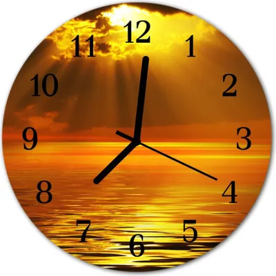 Produktbild von Glasuhr Wanduhr Küchenuhr Echt-Glas 30fi cm Sonnenuntergang orange