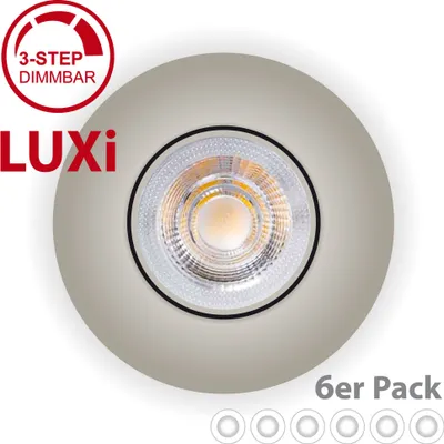Produktbild von 6er Pack LED Einbaustrahler LUXi Spot ultra flach Strahler 5W 3step-dimmbar 230v Einbauleuchten Lampe Deckenspots schwenkbar rund silber