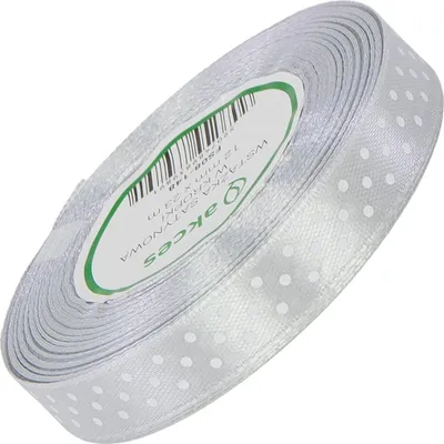 Image de RUBAN DE SATIN à pois, 12 mm - argenté 148 - 23 m - ruban décoratif