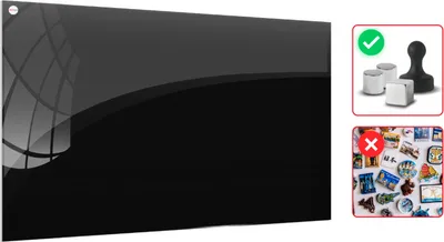 Produktbild von Glasboard aus gehärtetem Glas Schwarz 120x90cm mit magnetischer Oberfläche