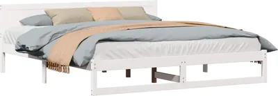 Obrázok produktu pre vidaXL Rám postele s čelom biely 200 x 200 cm z masívneho borovicového dreva