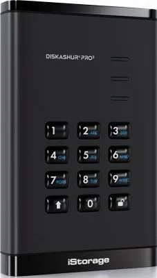 Produktbild von iStorage diskAshur PRO3 SSD, 1 TB, 2.5", USB Type-A / USB Type-C, 3.2 Gen 1 (3.1 Gen 1), 448 MB/s, Schwarz