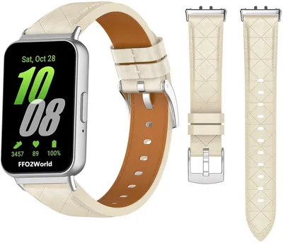 Produktbild von FFO2World s, schlankes Lederarmband – Passend für Samsung Galaxy Fit 3 – Elegantes, schlankes Lederarmband – Leder – Beige