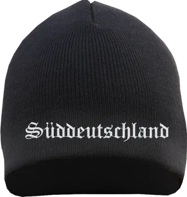 Produktbild von Süddeutschland Beanie Mütze - Altdeutsch - Bestickt - Strickmütze Wintermütze Einheitsgröße Schwarz