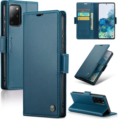 Produktbild von Galaxy S20 Plus Hülle, Leder Brieftasche Kartenfach Schutzhülle mit Standfunktion für Samsung Galaxy S20 Plus Blau