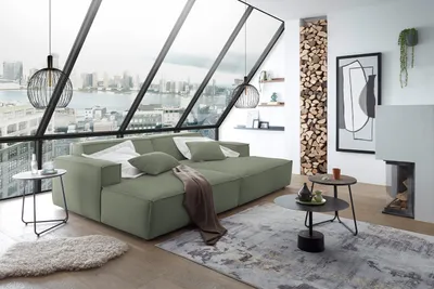 Produktbild von KAWOLA Big Sofa SAMU Feincord olivgrün