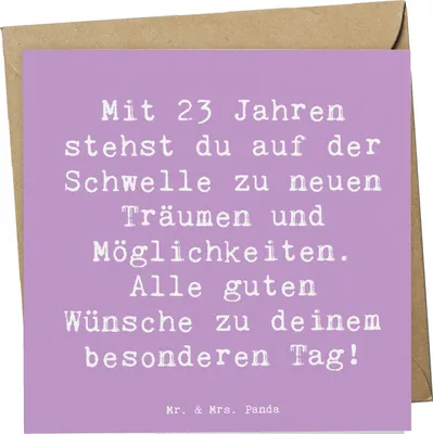Produktbild von Mr. & Mrs. Panda Grußkarte Spruch 23. Geburtstag - Lavendeltraum - Geschenk, Liebe, Freude, anlasskarte, Freundschaft, Happy Birthday, Klappkarte, Glückwunsch, faltkarte