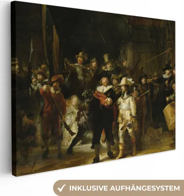 Obrázek produktu pro OneMillionCanvasses® - Obrazy na plátně - Noční hlídka - Umění - Staří mistři - Rembrandt, nástěnná malba, nástěnné dekorace obrazy obývací pokoj, 120x90cm