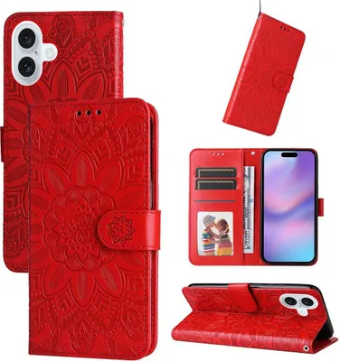 Produktbild von Mobigear Sunflower iPhone 17 Hülle Klapphülle Geldbörse - Rot