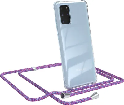 Produktbild von EAZY CASE Handykette kompatibel mit Samsung Galaxy S20 Plus / S20 Plus 5G, Handyhülle mit Umhängeband, Handykordel, Schutzhülle Clear, Band in Bunt