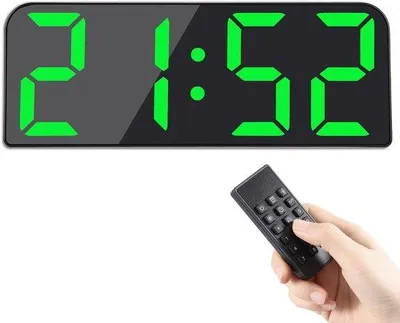 Obrázek produktu pro Digitální nástěnné hodiny s 9,5palcovým displejem, digitální hodiny s dálkovým ovládáním, digitální nástěnné hodiny s odpočítáváním, čas, datum, teplota, do obývacího pokoje, kuchyně, kanceláře, posilovny, zelené