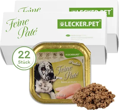 Produktbild von 22 x 150 g Lecker.Pet® Paula's Feine Paté Reich an Huhn Hundefutter Nassfutter Vollnahrung