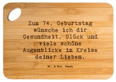 Produktbild von Mr. & Mrs. Panda Frühstücksbrettchen Spruch 74. Geburtstag - Transparent - Geschenk, Brett, schöne Augenblicke, Happy Birthday, Schneidebrett, Schneidbrett Küche, Alter