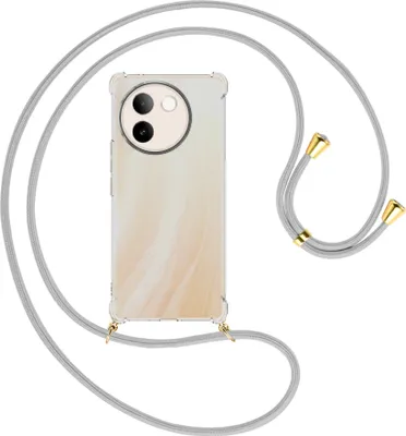 Produktbild von Handykette Backcover-Schutzhülle mit Band (Metall goldfarben) für vivo V30E 5G / V40 lite 5G - silbergrau