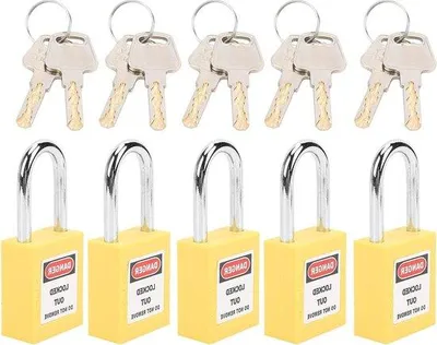 Produktbild von 5-Sets-Sicherheits-Hangschloss für Maschinen - Gelb, 38 mm Isolierung
