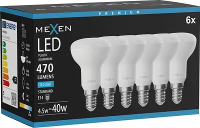 Produktbild von Mexen Nova 6x LED Glühbirne E14, R50, 4,5W, Kalt - 6500K, 470 lm - L103-E14-0565-01x06