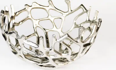 Produktbild von Aluminium Schale 'Klara' in Silber rund Tischdekoration Hochzeitdekoration Artra Dekoschüssel Deko Dekoschale Dekoration Geschenk Dekoschale Korallen Form