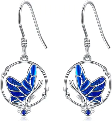 Produktbild von Schmetterling Ohrringe Sterling Silber Blau Mädchen Geschenke