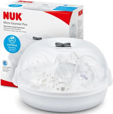 Produktbild von NUK Micro Express Plus Mikrowellen Dampf-Vaporisator, 4 Babyflaschen & Zubehör