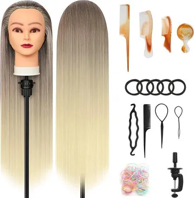 Immagine prodotto di Test su capelli sintetici - con accessori inclusi - Biondo/Scuro